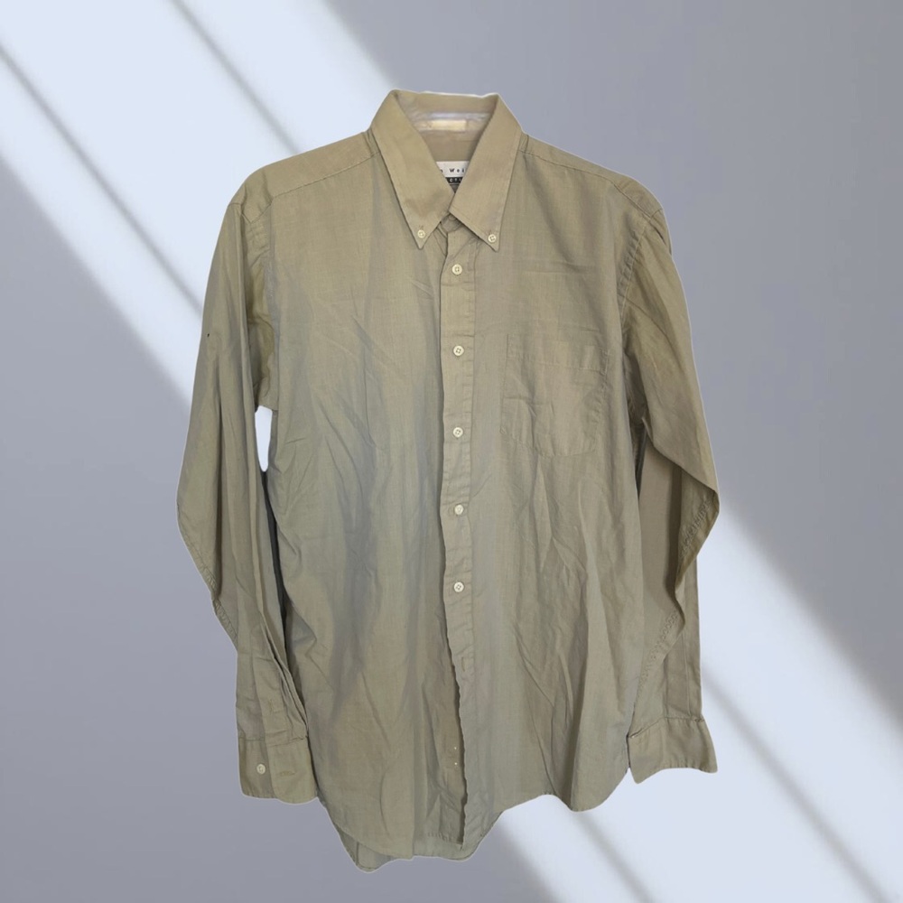 Casual Tan Button Down Shirt with Classic Collar